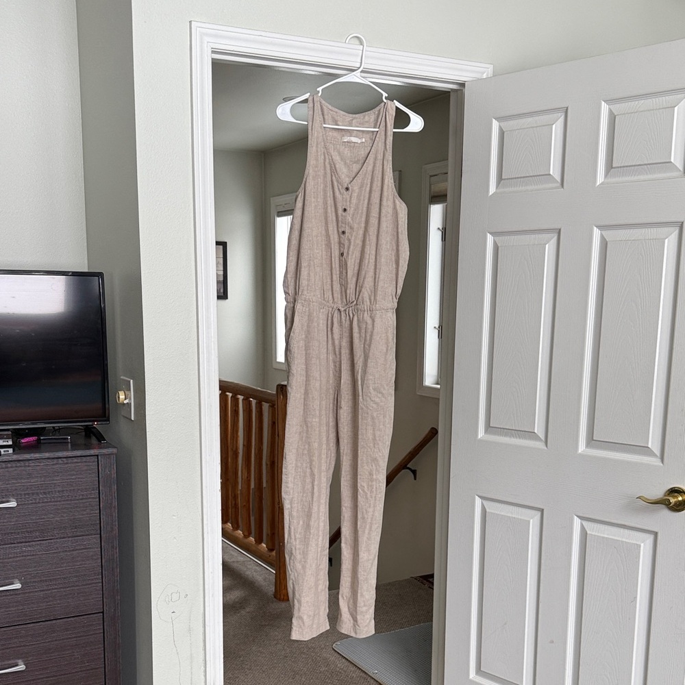 Prana Light Tan Sleeveless Jumpsuit